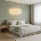 Wall Sconce, White Ceramic Lotus Petals, Gold Spine, G4 Hardwired