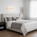 Wall Sconce, White Ceramic Lotus Petals, Gold Spine, G4 Hardwired