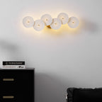Wall Sconce, White Ceramic Lotus Petals, Gold Spine, G4 Hardwired