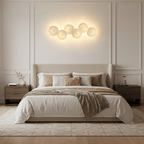 Wall Sconce, White Ceramic Lotus Petals, Gold Spine, G4 Hardwired