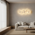 Wall Sconce, White Ceramic Lotus Petals, Gold Spine, G4 Hardwired