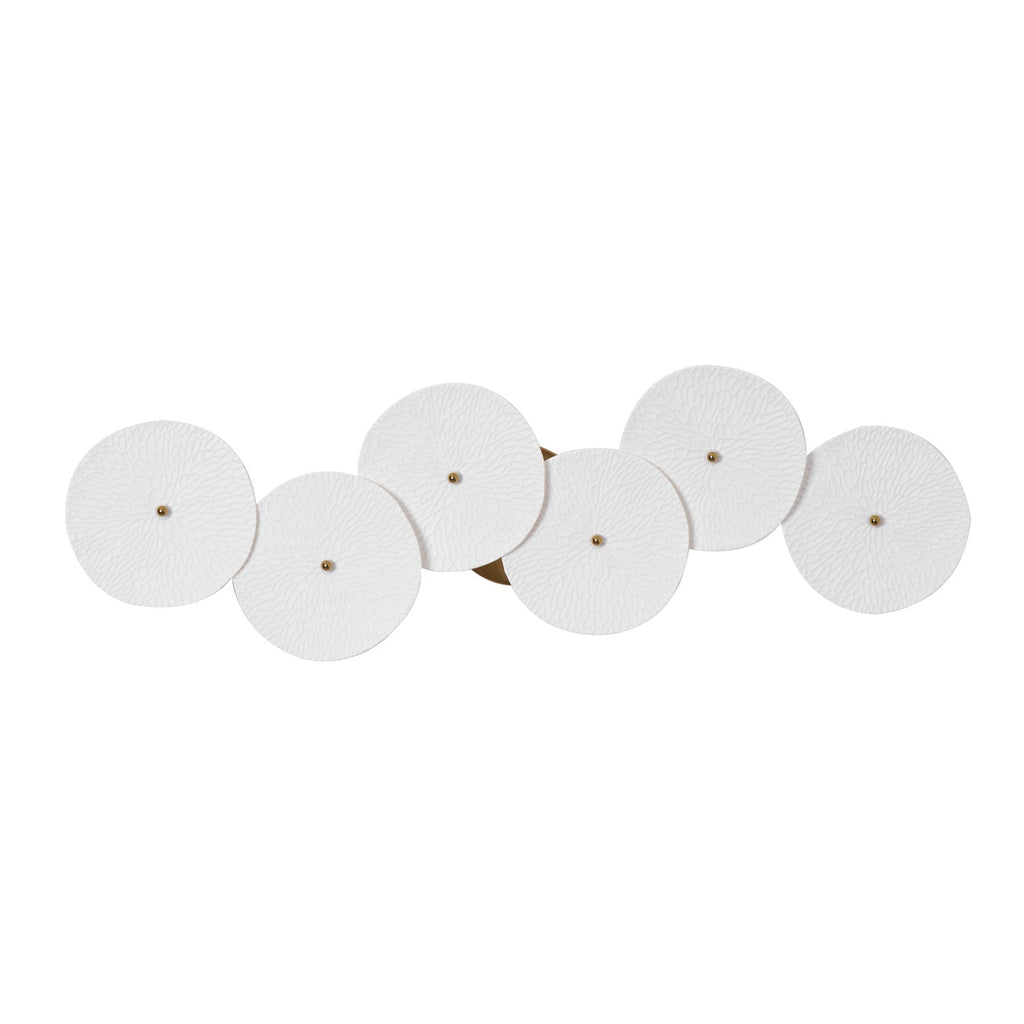 Wall Sconce, White Ceramic Lotus Petals, Gold Spine, G4 Hardwired