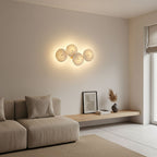 Wall Sconce, White Ceramic Lotus Petals, Gold Spine, G4 Hardwired