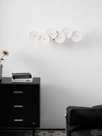 Wall Sconce, White Ceramic Lotus Petals, Gold Spine, G4 Hardwired