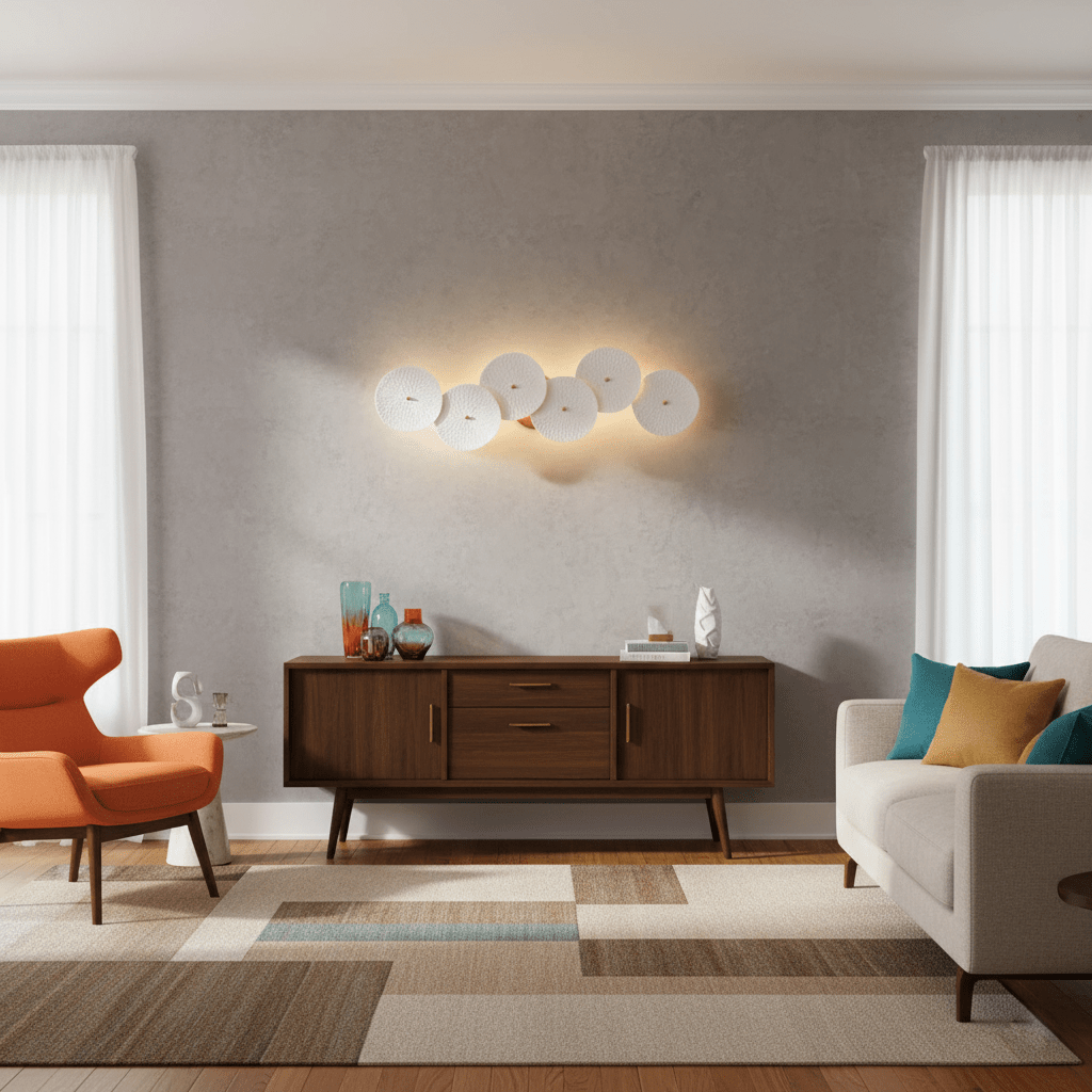 Wall Sconce, White Ceramic Lotus Petals, Gold Spine, G4 Hardwired