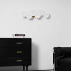 Wall Sconce, White Ceramic Lotus Petals, Gold Spine, G4 Hardwired