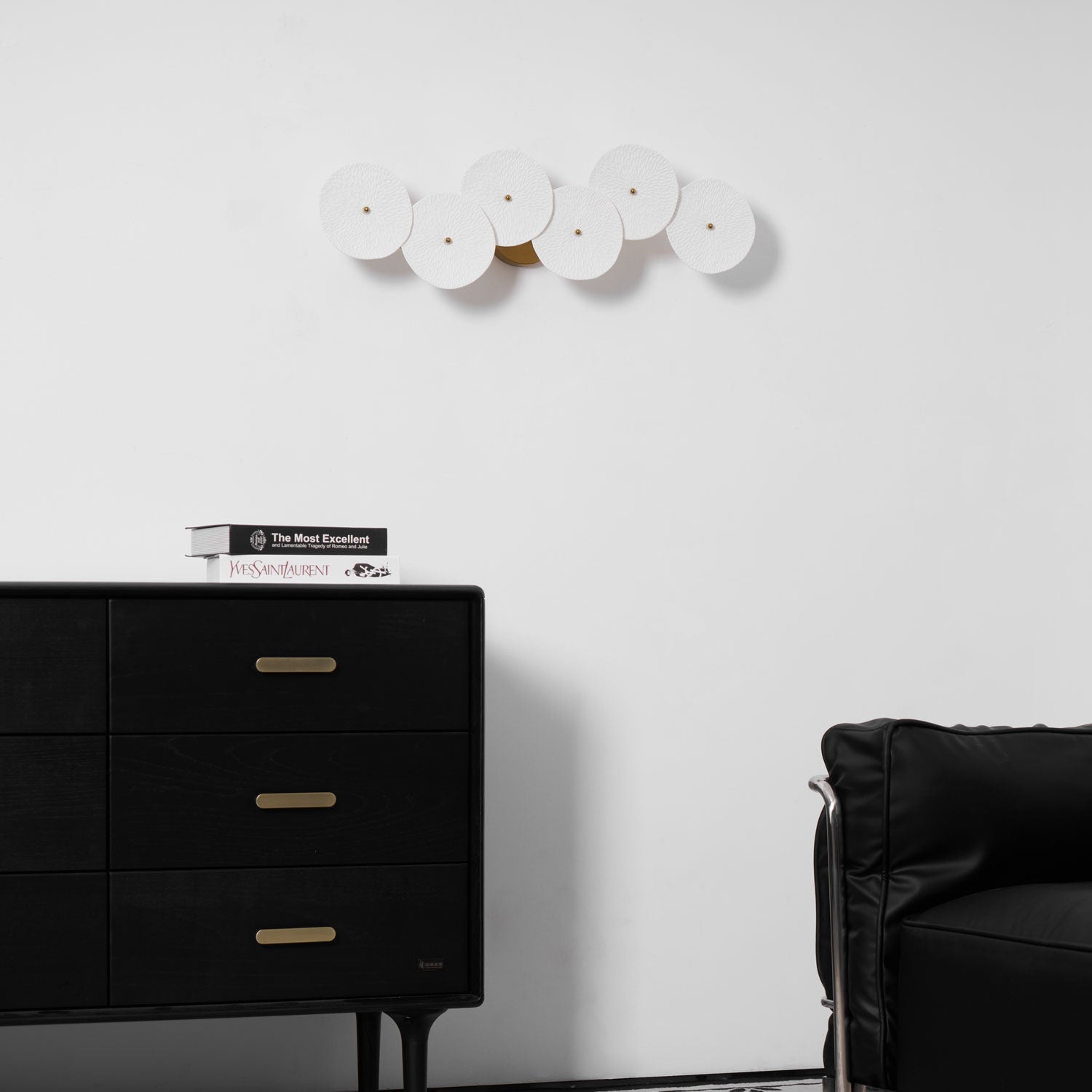 Wall Sconce, White Ceramic Lotus Petals, Gold Spine, G4 Hardwired