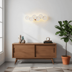 Wall Sconce, White Ceramic Lotus Petals, Gold Spine, G4 Hardwired