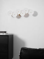 Wall Sconce, White Ceramic Lotus Petals, Gold Spine, G4 Hardwired