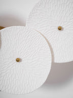 Wall Sconce, White Ceramic Lotus Petals, Gold Spine, G4 Hardwired