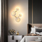 Wall Sconce, White Ceramic Lotus Petals, Gold Spine, G4 Hardwired