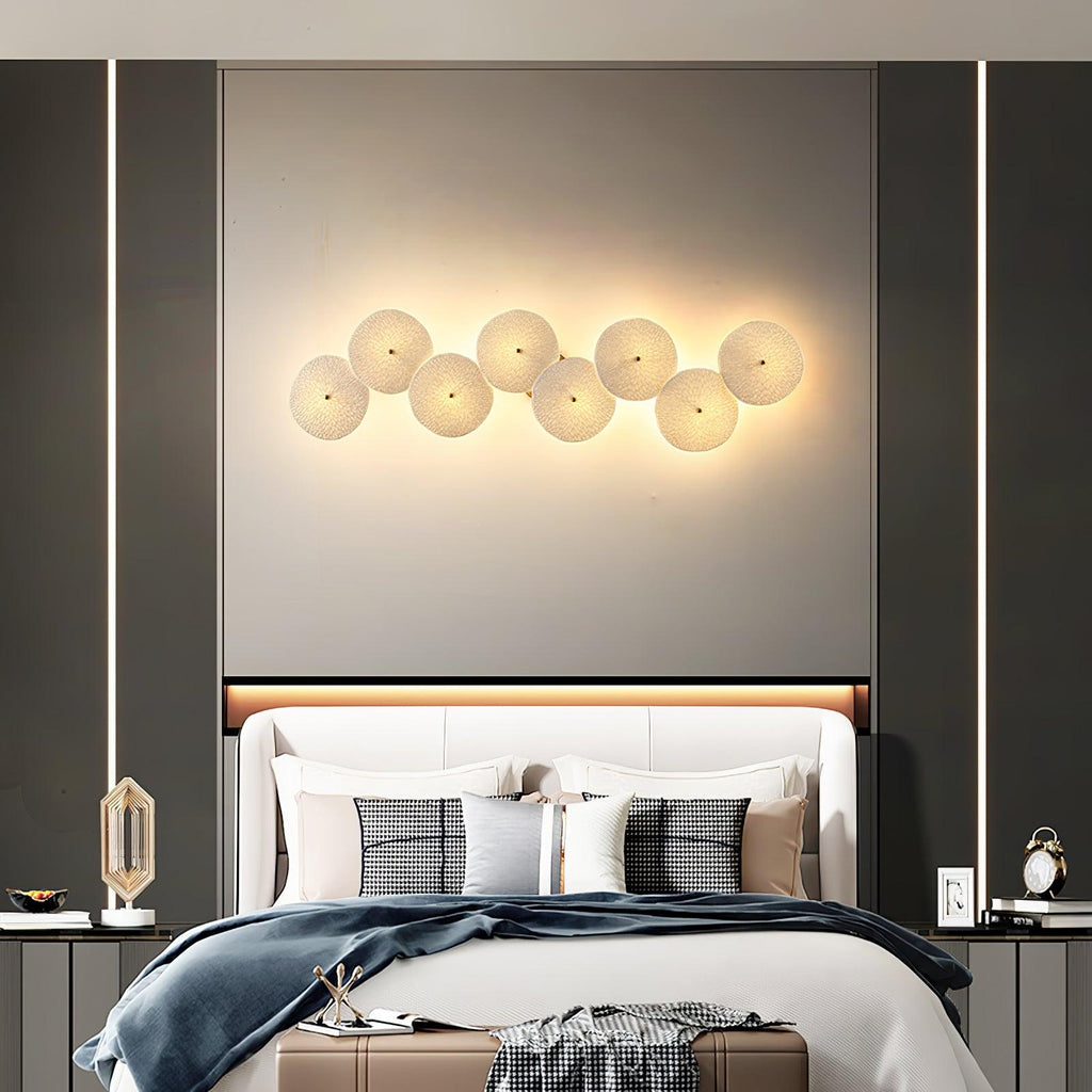 Wall Sconce, White Ceramic Lotus Petals, Gold Spine, G4 Hardwired