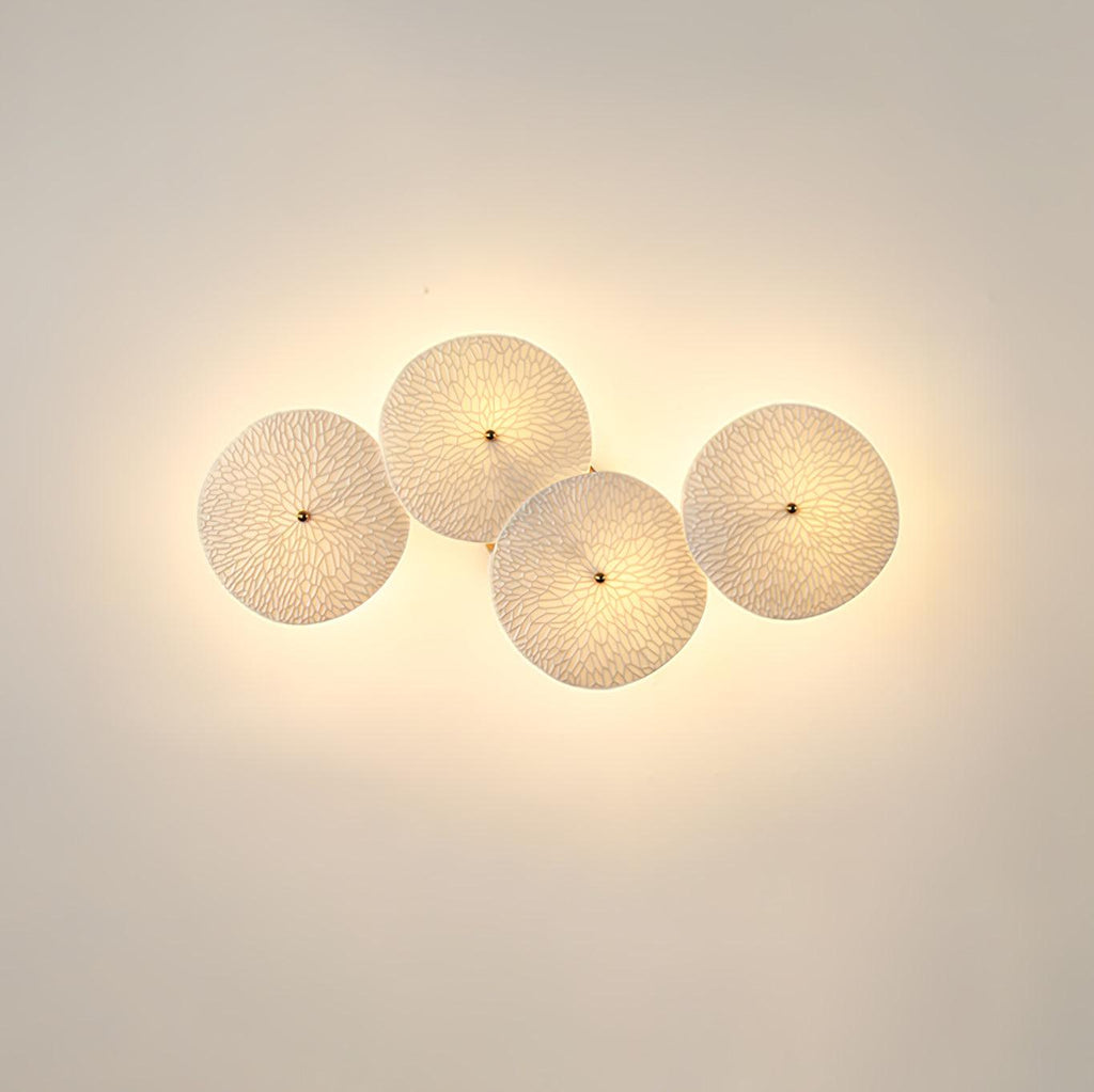 Wall Sconce, White Ceramic Lotus Petals, Gold Spine, G4 Hardwired