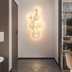 Wall Sconce, White Ceramic Lotus Petals, Gold Spine, G4 Hardwired