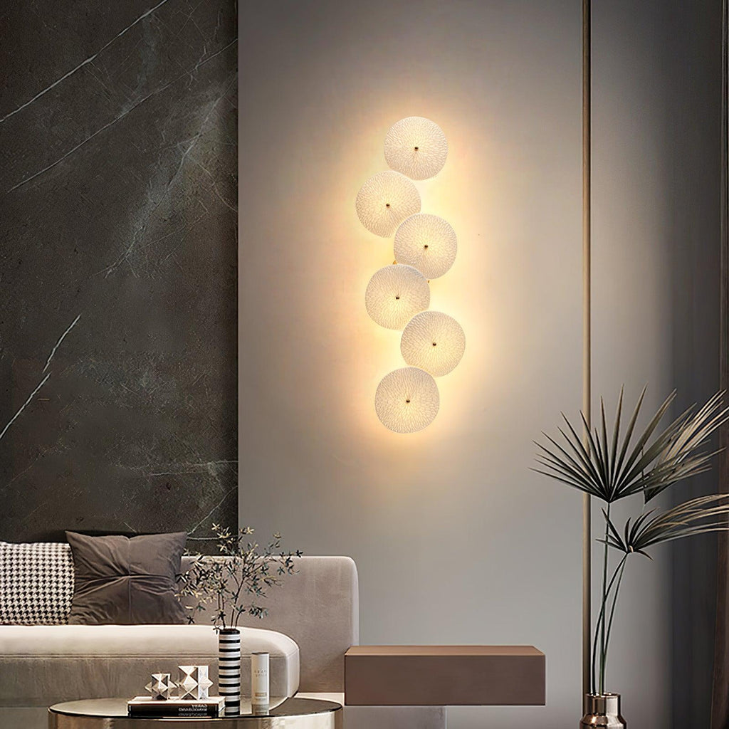 Wall Sconce, White Ceramic Lotus Petals, Gold Spine, G4 Hardwired