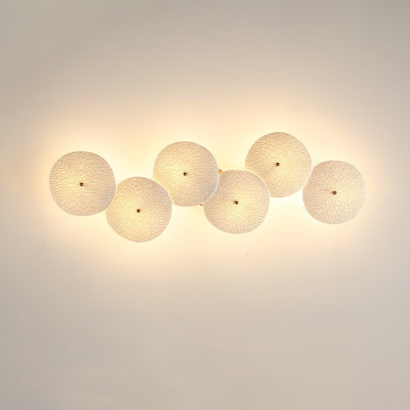 Wall Sconce, White Ceramic Lotus Petals, Gold Spine, G4 Hardwired