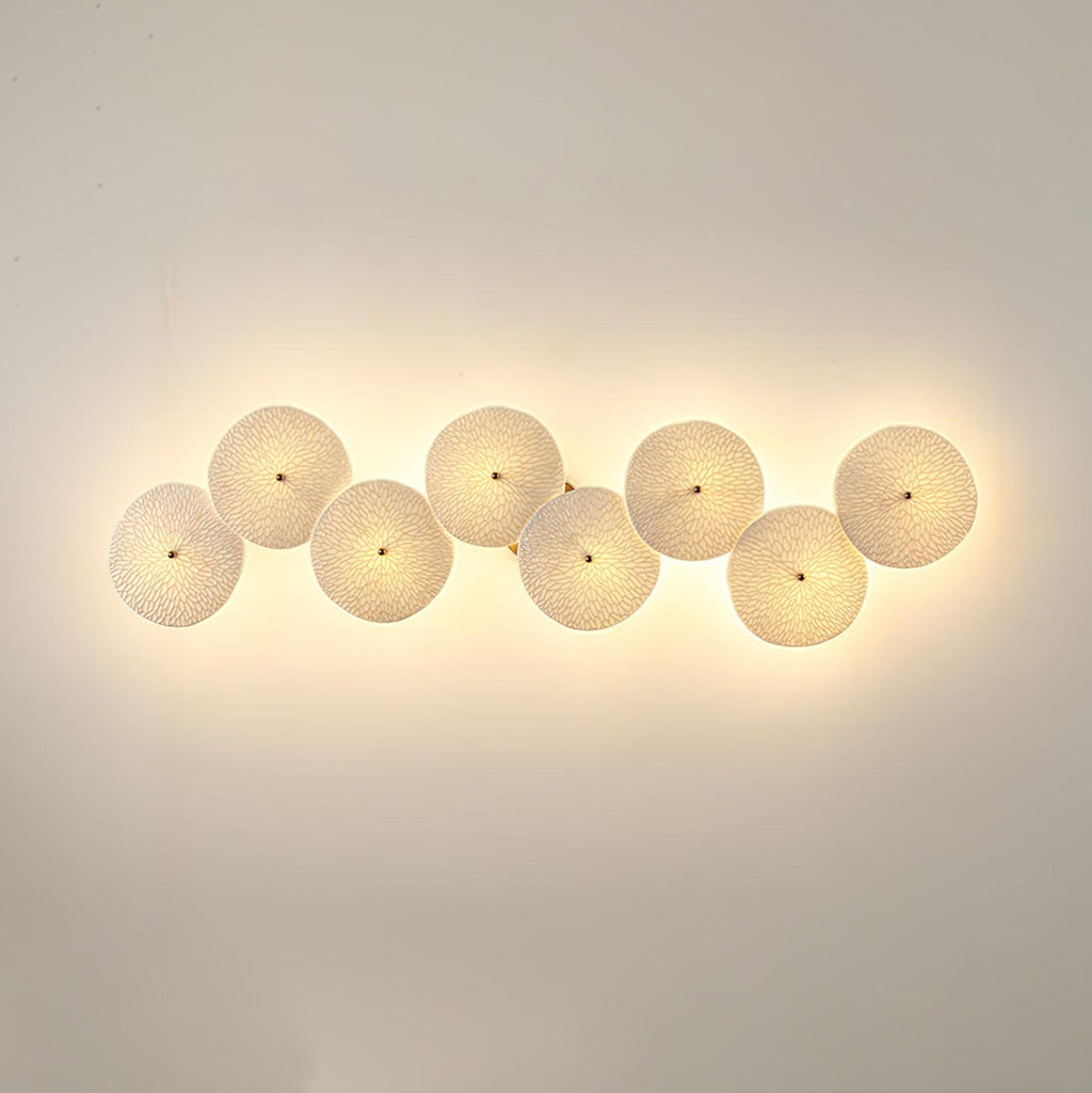 Wall Sconce, White Ceramic Lotus Petals, Gold Spine, G4 Hardwired