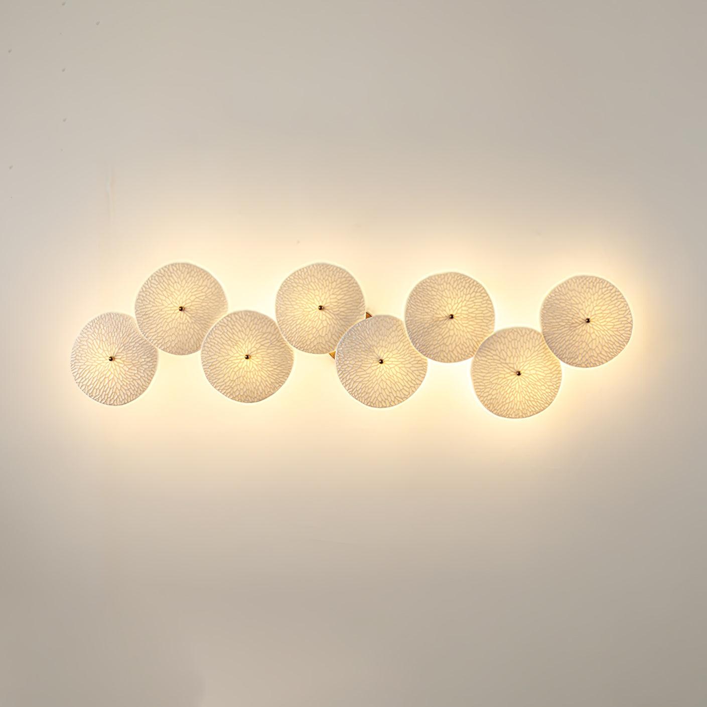 Wall Sconce, White Ceramic Lotus Petals, Gold Spine, G4 Hardwired
