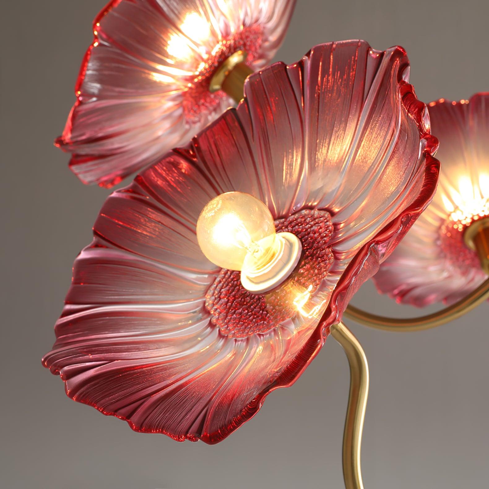 Chandelier, Frosted Leaf Glass Shades, Gold Frame, E27