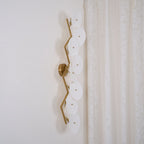 Wall Sconce, White Ceramic Lotus Petals, Gold Spine, G4 Hardwired
