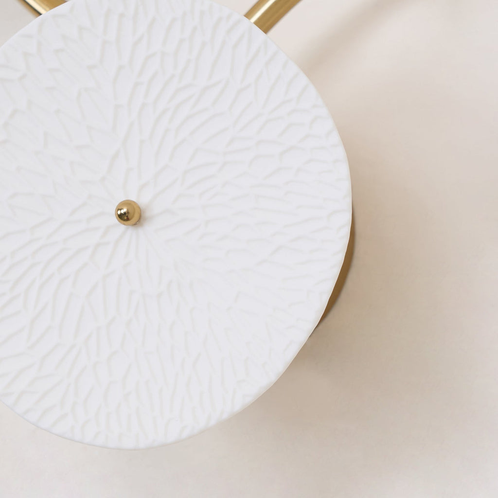 Wall Sconce, White Ceramic Lotus Petals, Gold Spine, G4 Hardwired