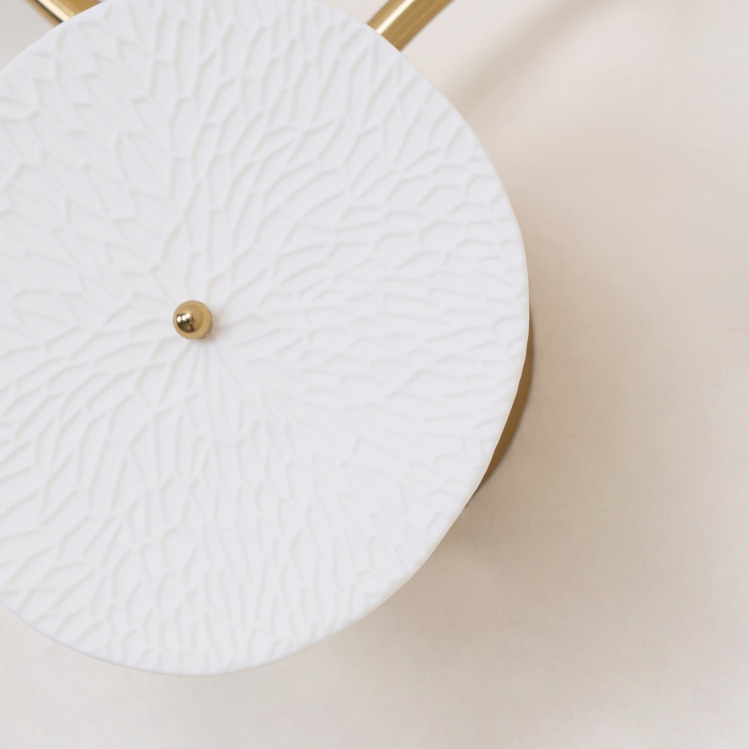 Wall Sconce, White Ceramic Lotus Petals, Gold Spine, G4 Hardwired