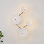 Wall Sconce, White Ceramic Lotus Petals, Gold Spine, G4 Hardwired