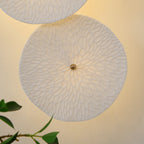 Wall Sconce, White Ceramic Lotus Petals, Gold Spine, G4 Hardwired