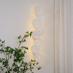 Wall Sconce, White Ceramic Lotus Petals, Gold Spine, G4 Hardwired