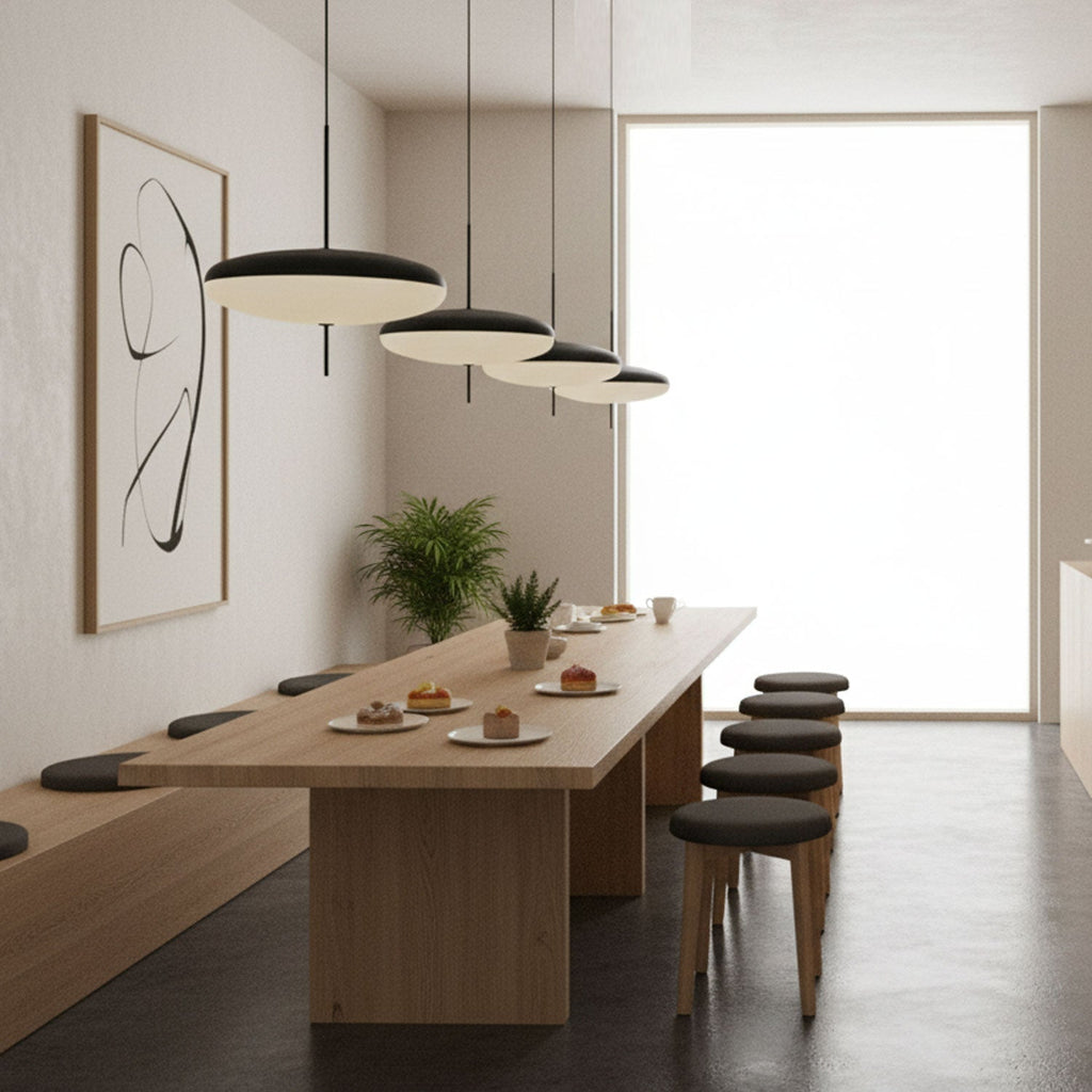 Opal Disc Pendant Light, Opalescent Shade, Black or White, E26/E27