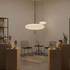 Opal Disc Pendant Light, Opalescent Shade, Black or White, E26/E27