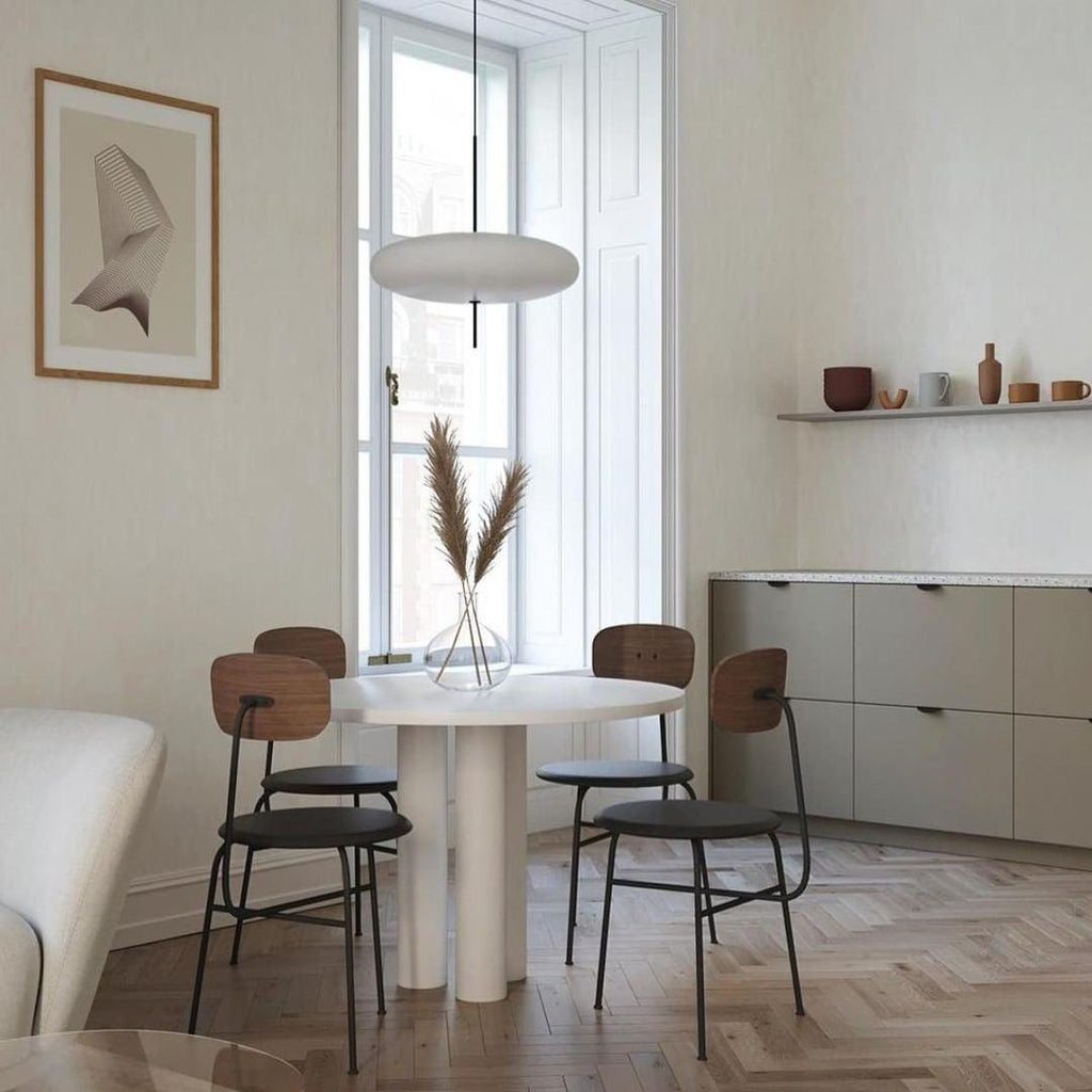 Opal Disc Pendant Light, Opalescent Shade, Black or White, E26/E27