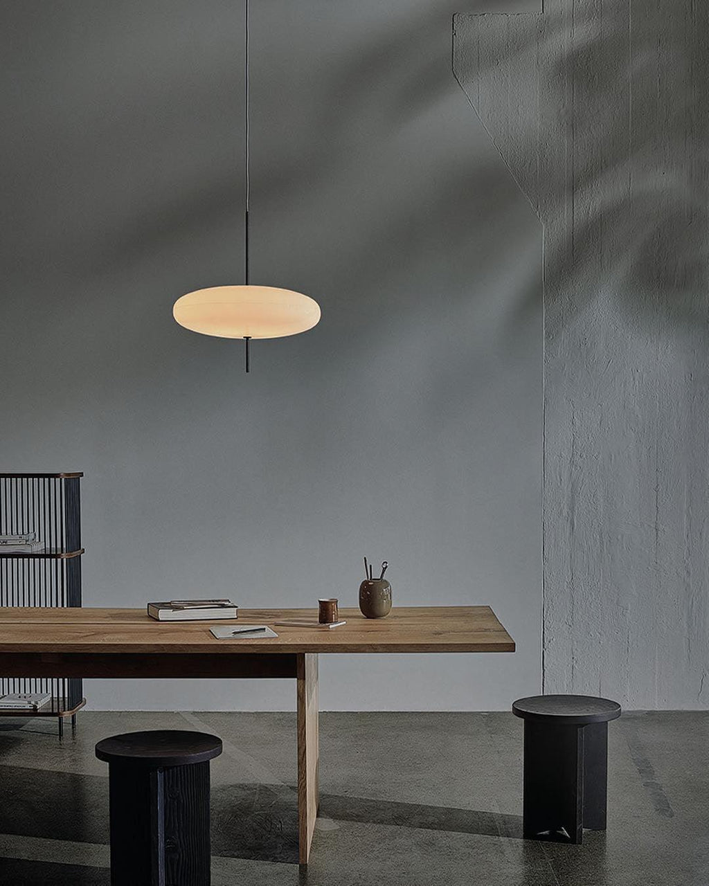 Opal Disc Pendant Light, Opalescent Shade, Black or White, E26/E27