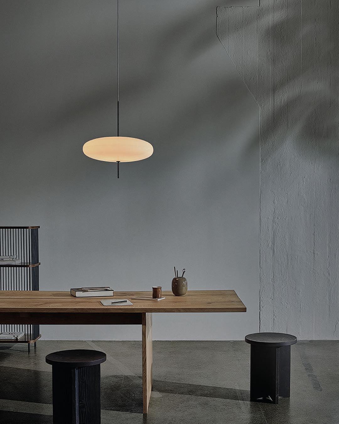 Opal Disc Pendant Light, Opalescent Shade, Black or White, E26/E27