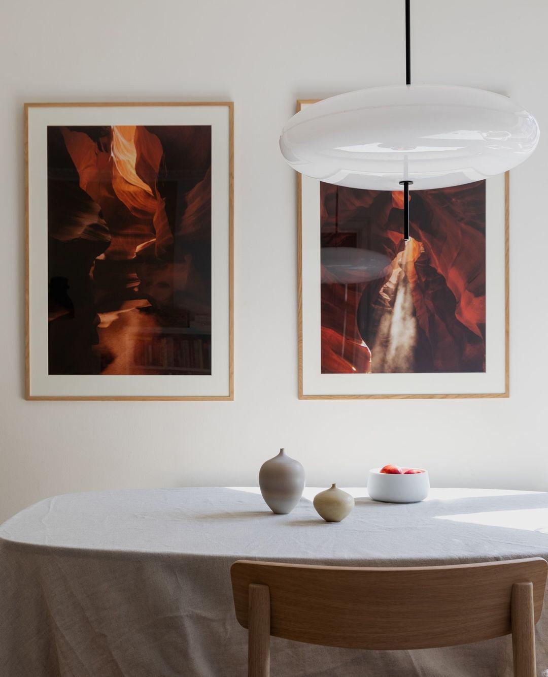Opal Disc Pendant Light, Opalescent Shade, Black or White, E26/E27