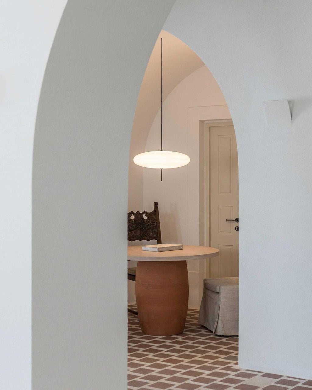 Opal Disc Pendant Light, Opalescent Shade, Black or White, E26/E27