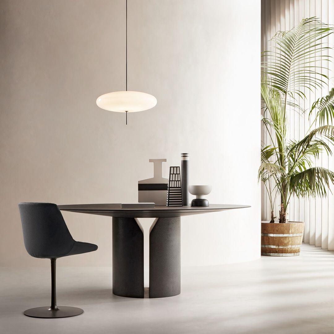Opal Disc Pendant Light, Opalescent Shade, Black or White, E26/E27