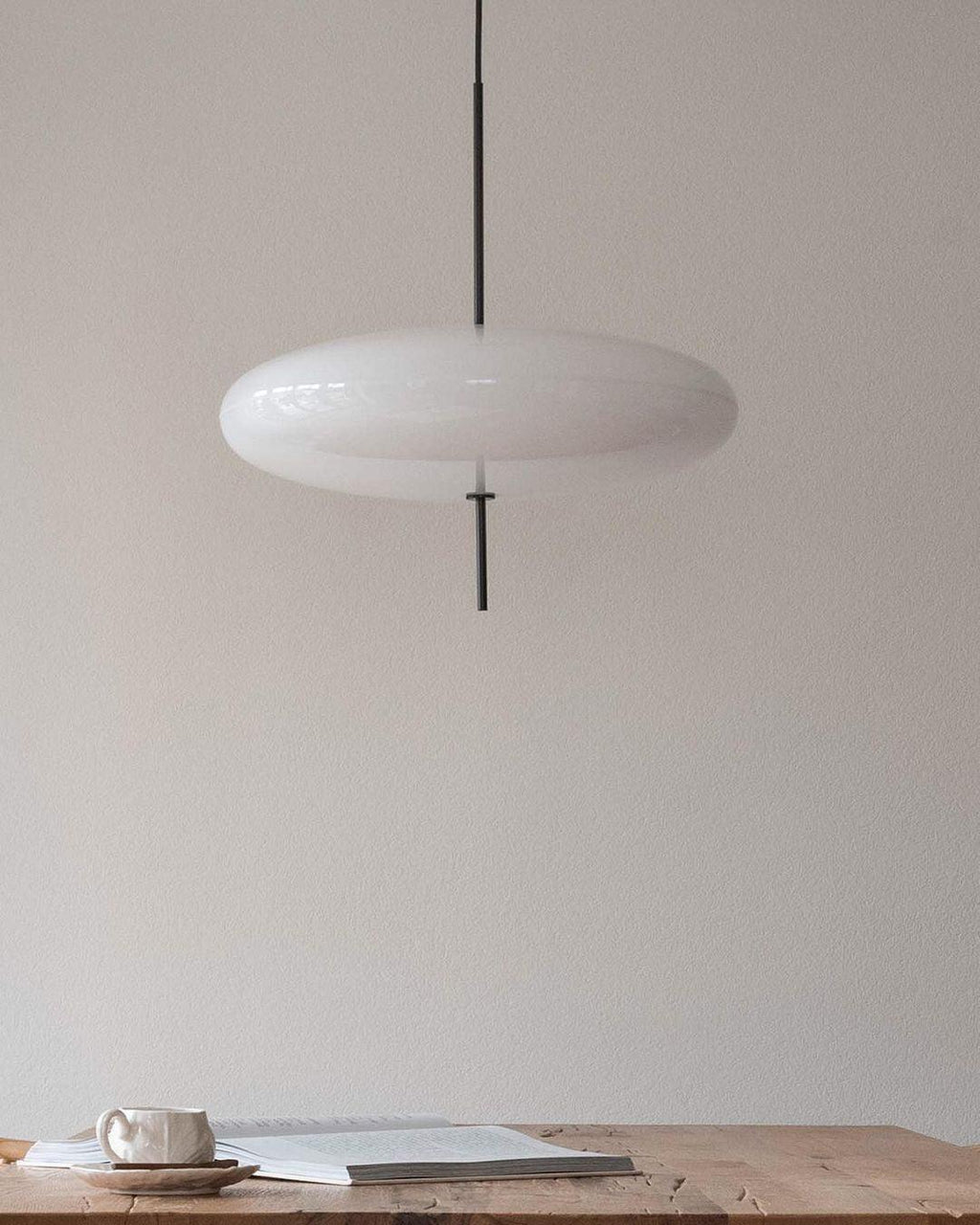 Opal Disc Pendant Light, Opalescent Shade, Black or White, E26/E27