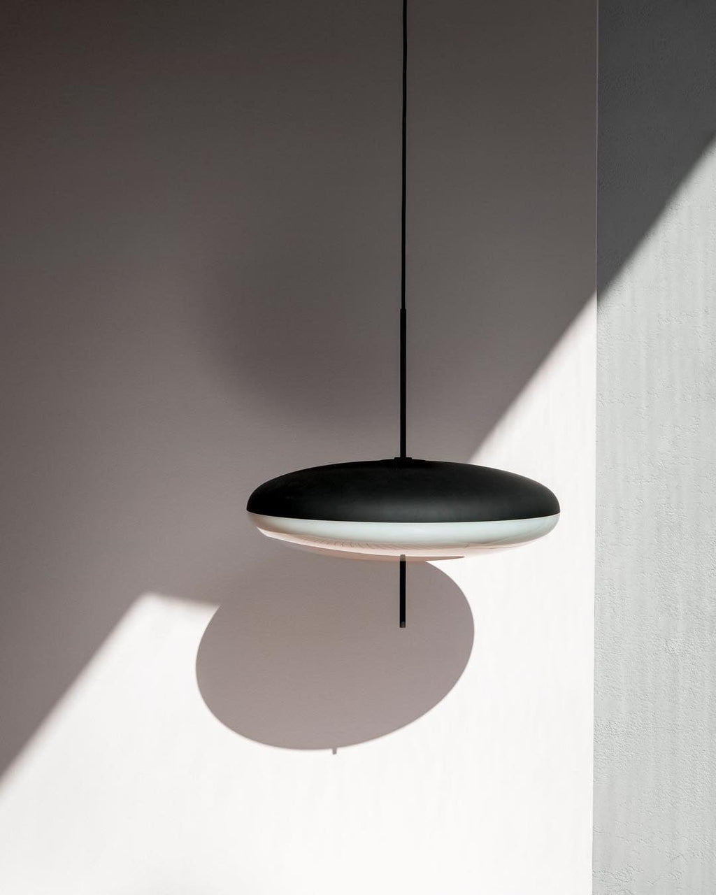 Opal Disc Pendant Light, Opalescent Shade, Black or White, E26/E27