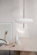 Opal Disc Pendant Light, Opalescent Shade, Black or White, E26/E27
