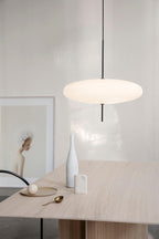 Opal Disc Pendant Light, Opalescent Shade, Black or White, E26/E27