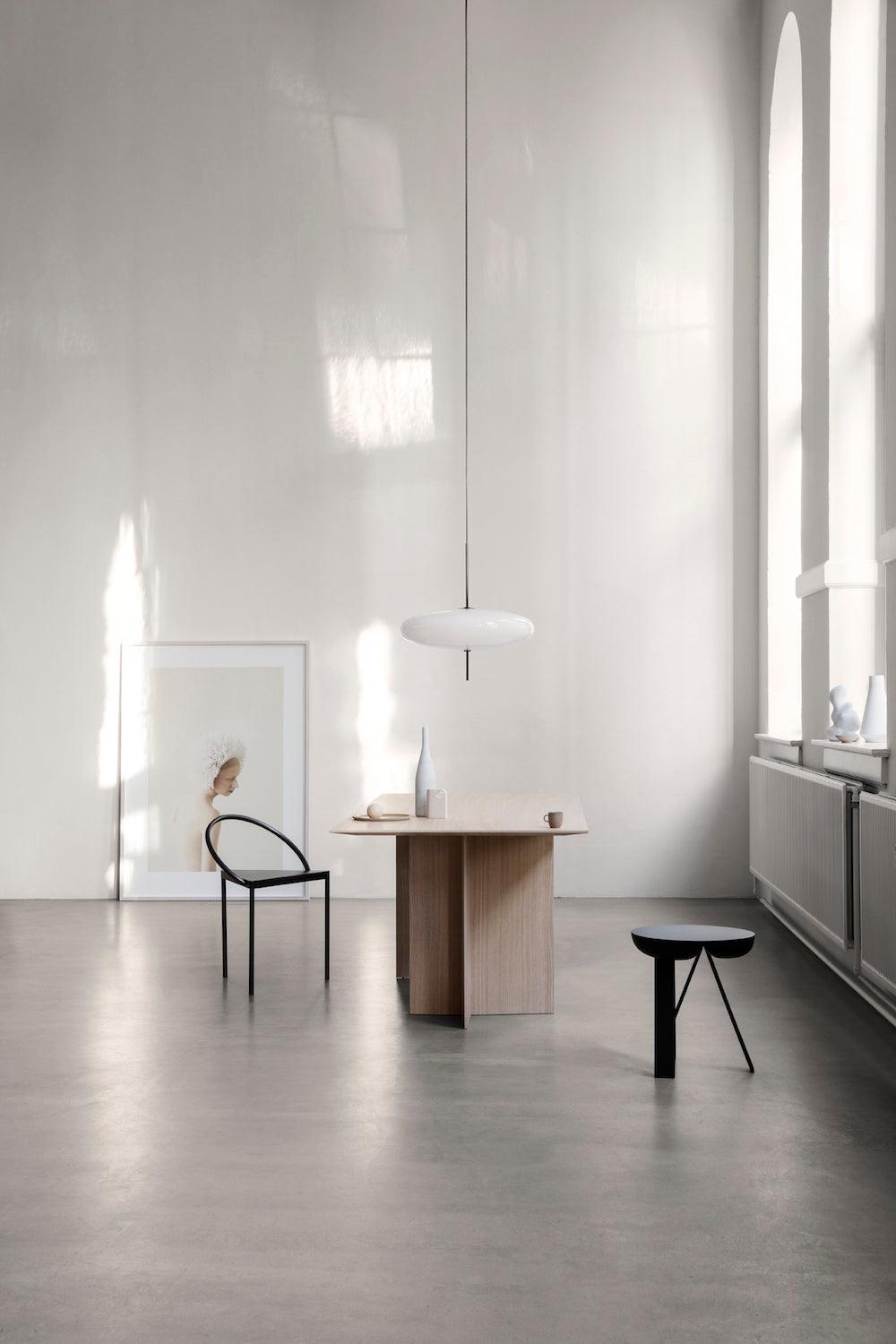 Opal Disc Pendant Light, Opalescent Shade, Black or White, E26/E27