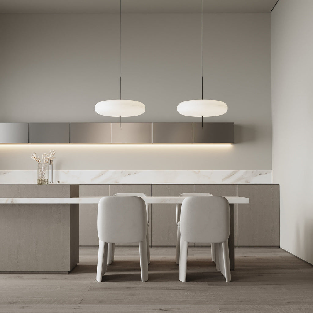 Opal Disc Pendant Light, Opalescent Shade, Black or White, E26/E27