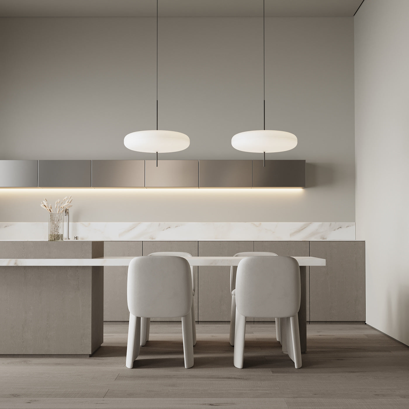 Opal Disc Pendant Light, Opalescent Shade, Black or White, E26/E27