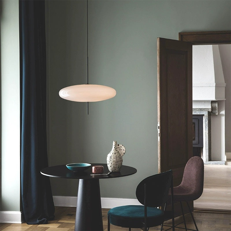 Opal Disc Pendant Light, Opalescent Shade, Black or White, E26/E27