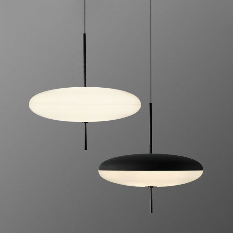 Opal Disc Pendant Light, Opalescent Shade, Black or White, E26/E27