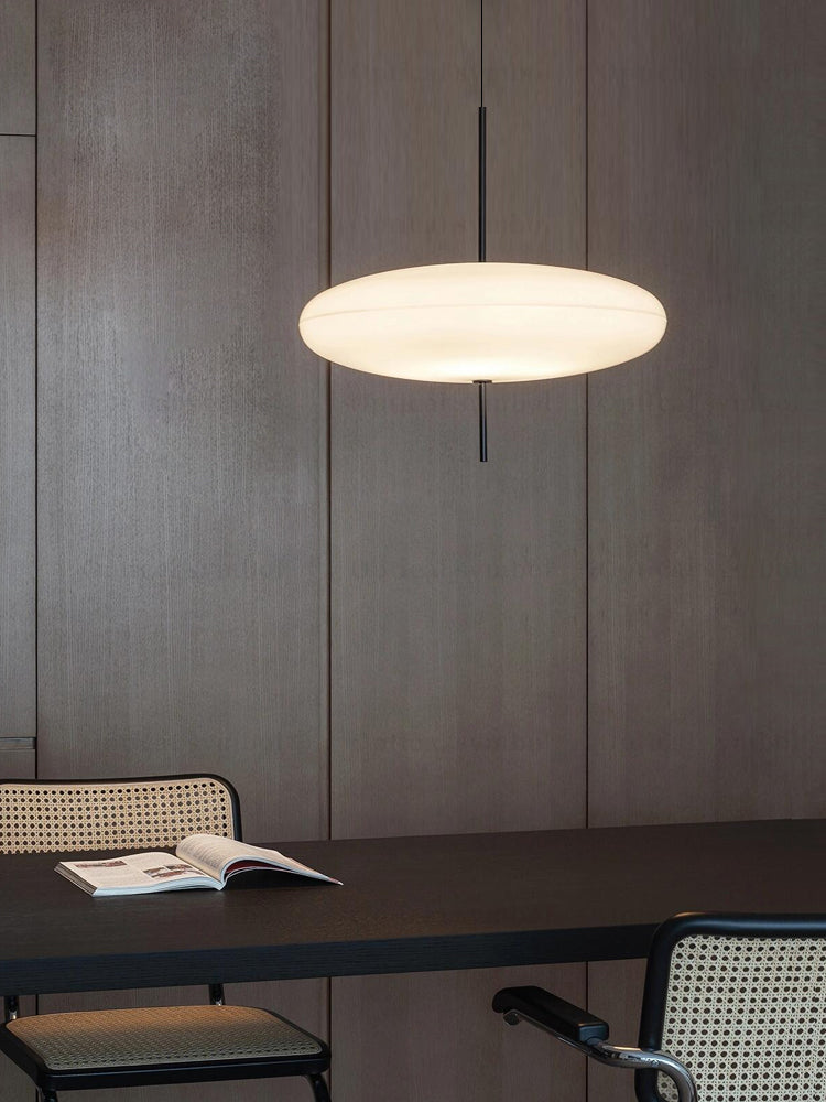 Opal Disc Pendant Light, Opalescent Shade, Black or White, E26/E27