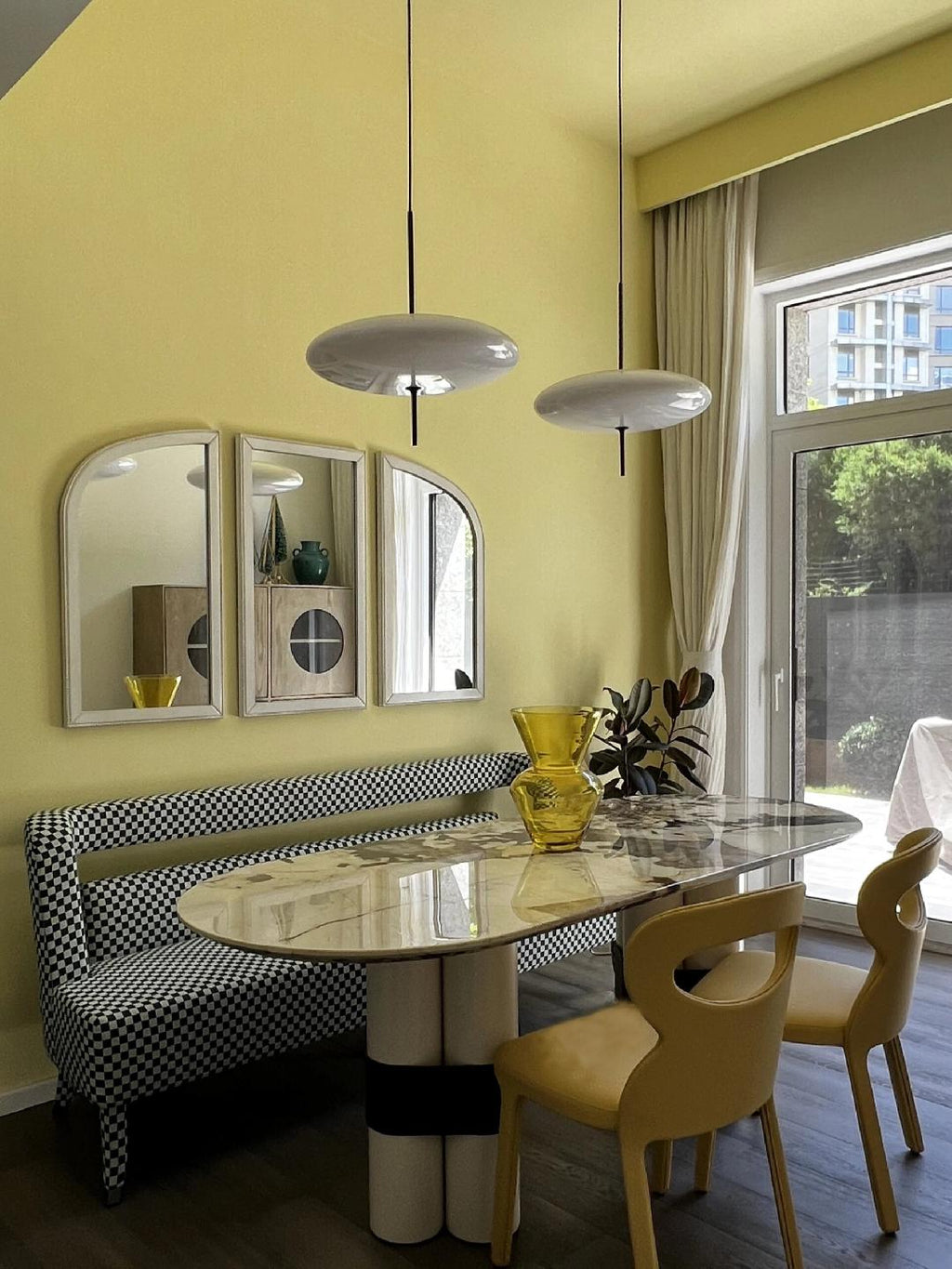 Opal Disc Pendant Light, Opalescent Shade, Black or White, E26/E27