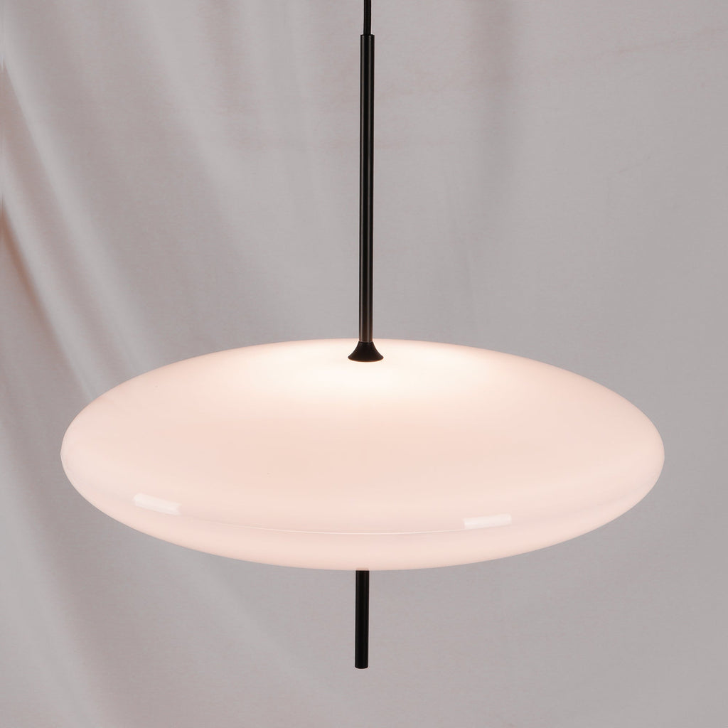 Opal Disc Pendant Light, Opalescent Shade, Black or White, E26/E27