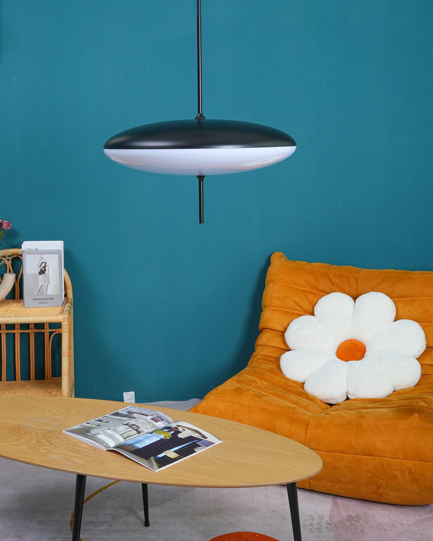 Opal Disc Pendant Light, Opalescent Shade, Black or White, E26/E27
